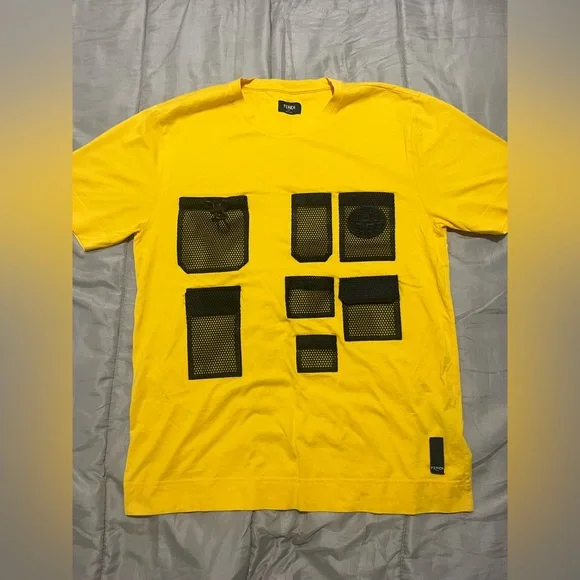 FENDI Oversized Mesh Pocket T-Shirt - Yellow